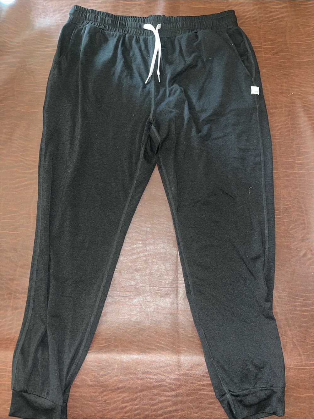 Vuori Black Track Joggers with White Drawstring